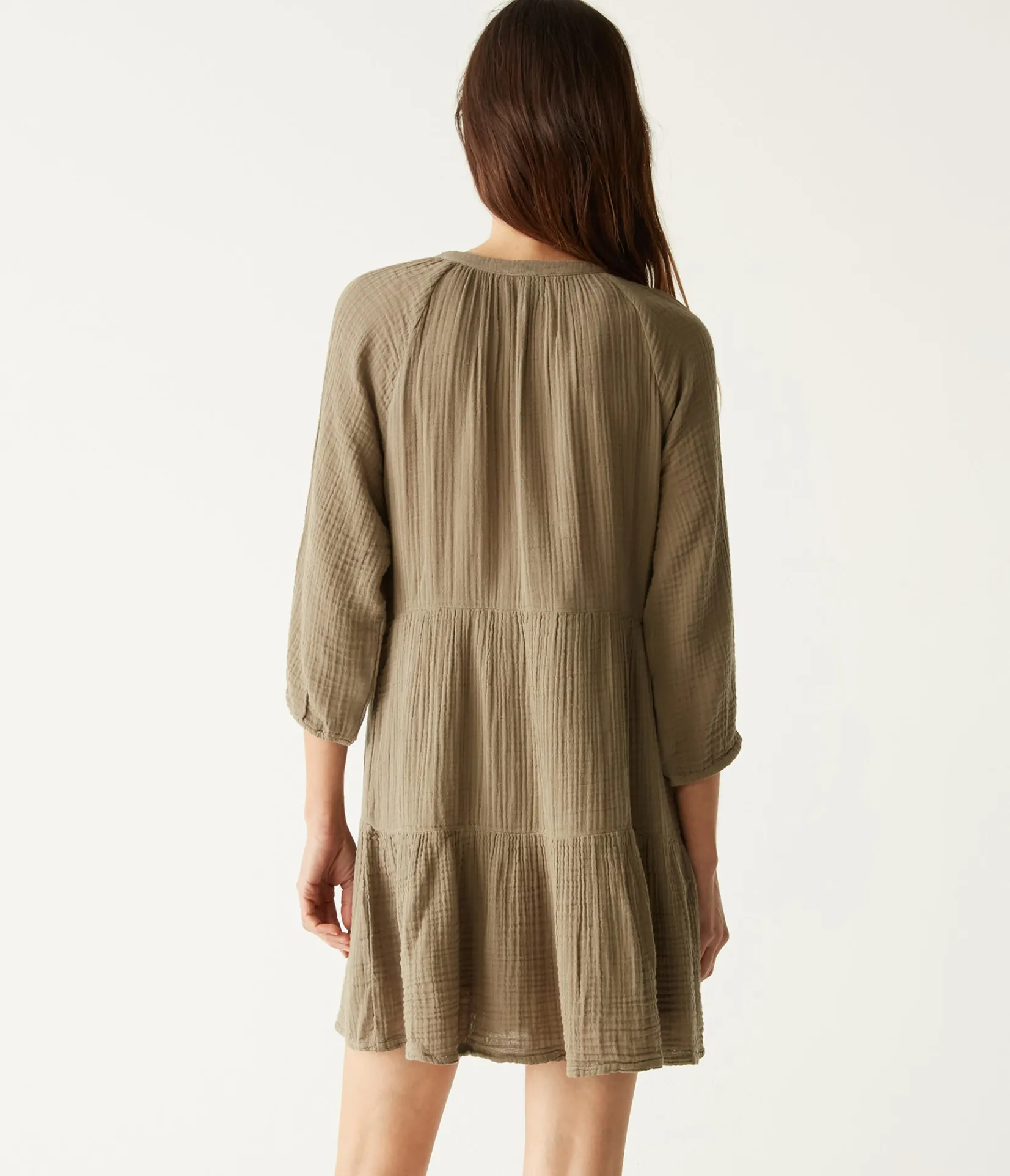 sonia_tiered_gauze_dress_7.webp Michael Stars Sonia Tiered Gauze Dress- Dresses | Knee Length Dresses