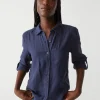Michael Stars Spencer Linen Button Down Top- Tops, Blouses & Shirts