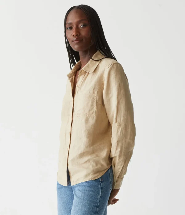 Michael Stars Spencer Linen Button Down Top- Tops, Blouses & Shirts