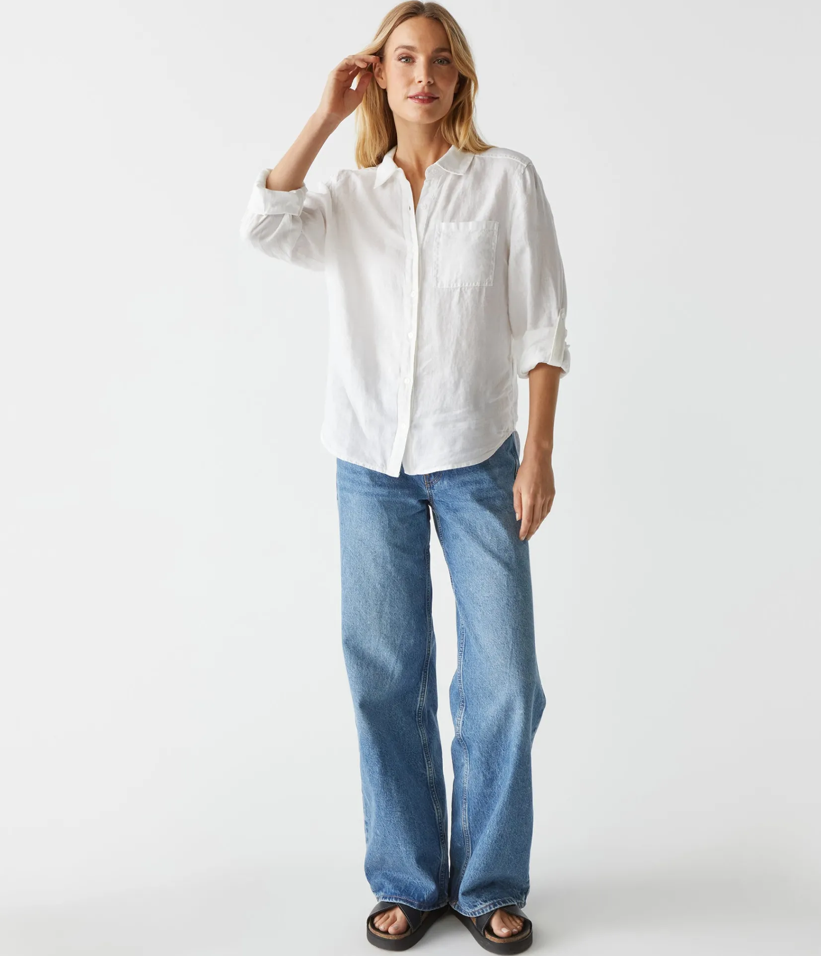 spencer_linen_button_down_top_13.webp Michael Stars Spencer Linen Button Down Top- Tops, Blouses & Shirts