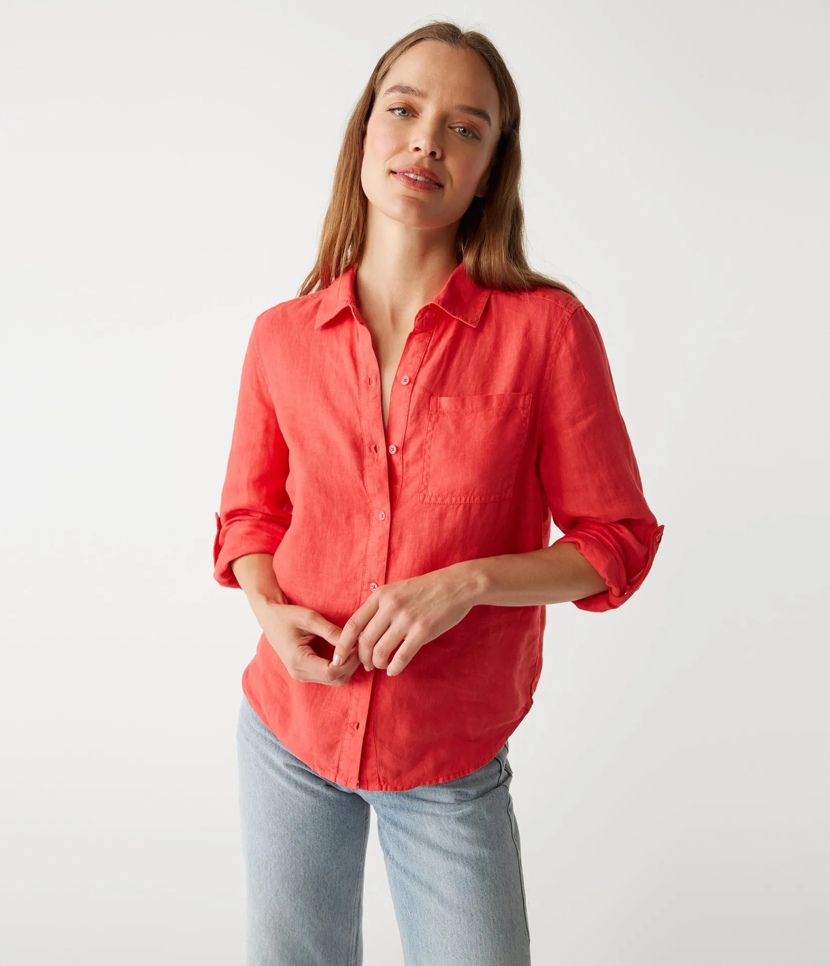 spencer_linen_button_down_top_16.webp Michael Stars Spencer Linen Button Down Top- Tops, Blouses & Shirts