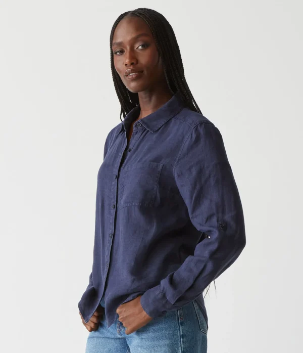 Michael Stars Spencer Linen Button Down Top- Tops, Blouses & Shirts
