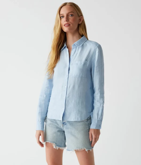 Michael Stars Spencer Linen Button Down Top- Tops, Blouses & Shirts