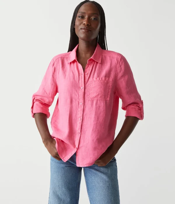 Michael Stars Spencer Linen Button Down Top- Tops, Blouses & Shirts
