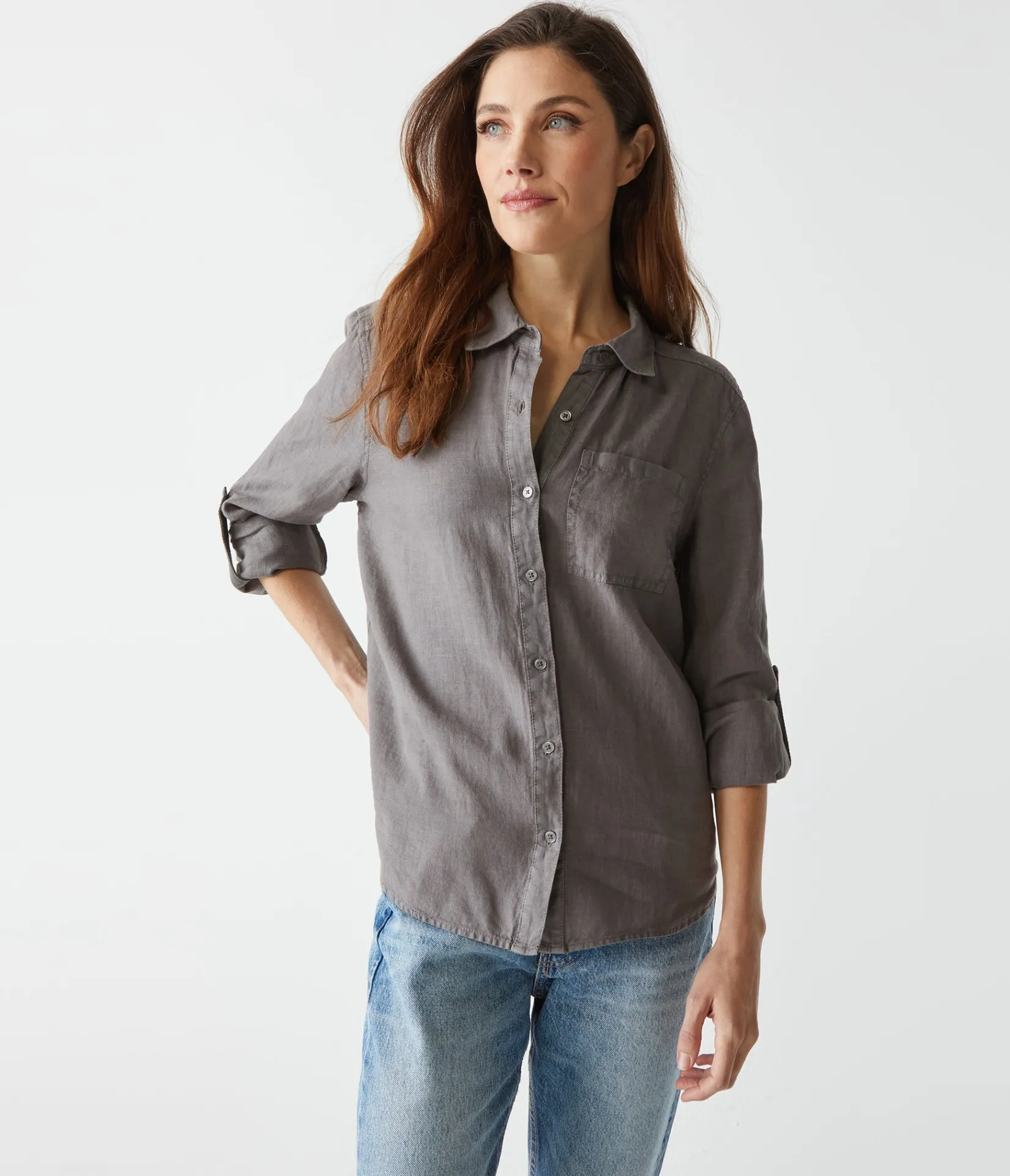 spencer_linen_button_down_top_4.webp Michael Stars Spencer Linen Button Down Top- Tops, Blouses & Shirts
