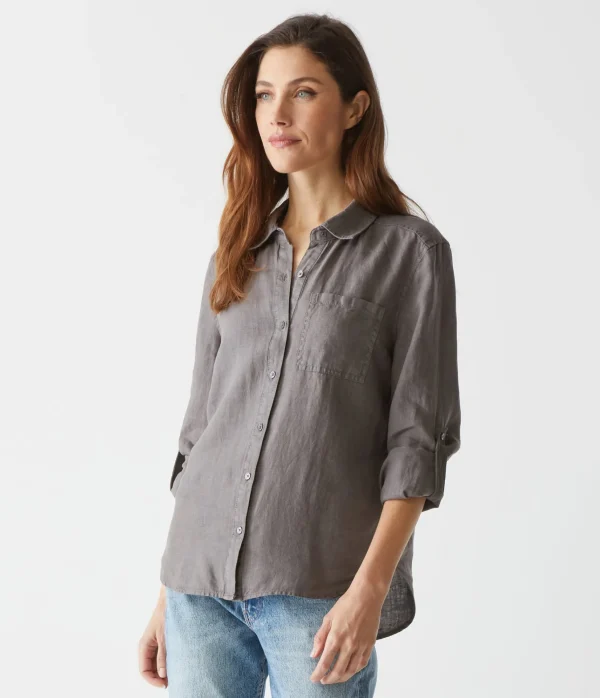 Michael Stars Spencer Linen Button Down Top- Tops, Blouses & Shirts