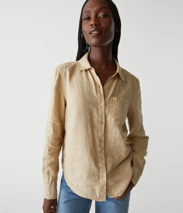 Michael Stars Spencer Linen Button Down Top- Tops, Blouses & Shirts