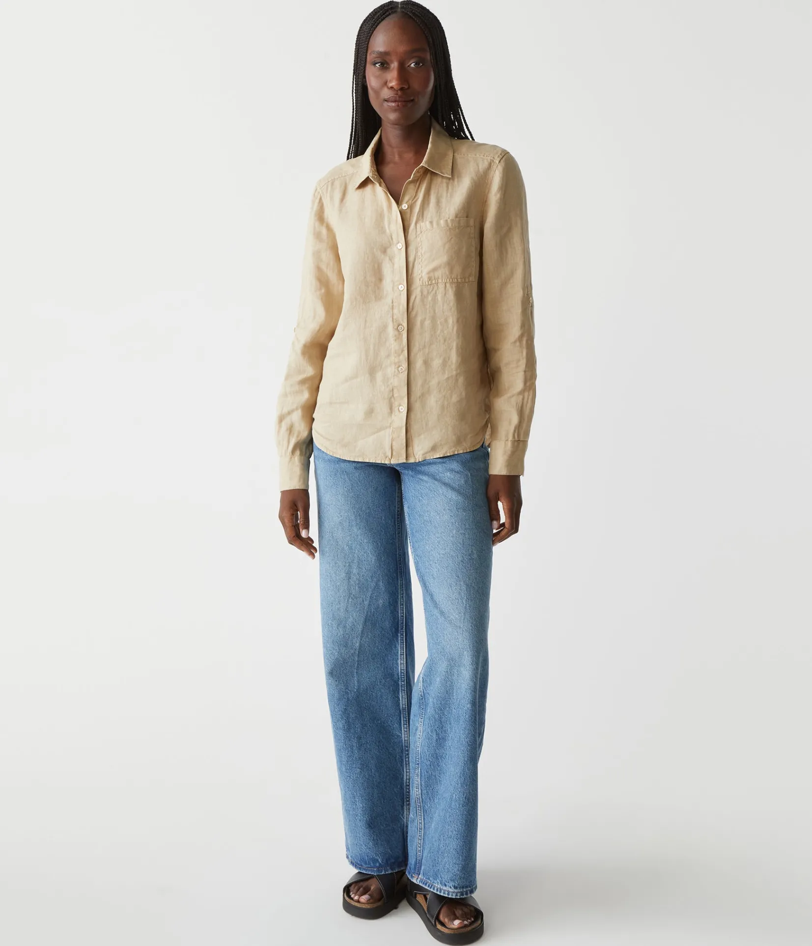 spencer_linen_button_down_top_9.webp Michael Stars Spencer Linen Button Down Top- Tops, Blouses & Shirts