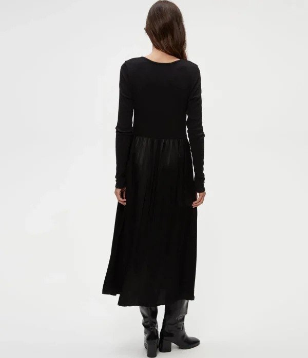 Michael Stars Sutton Mixed Fabric Satin Dress- Dresses | Midi Dresses