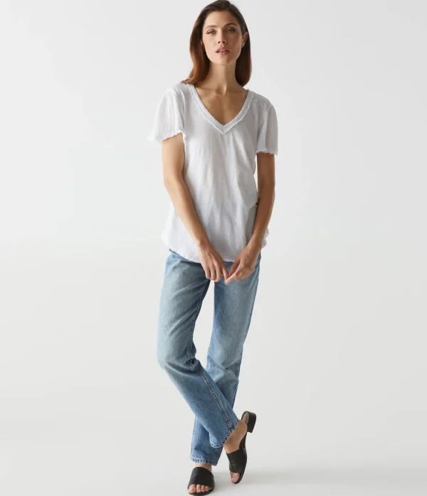 Michael Stars Tate Mixed Fabric Tee- T-Shirts | Supima Cotton T-Shirts