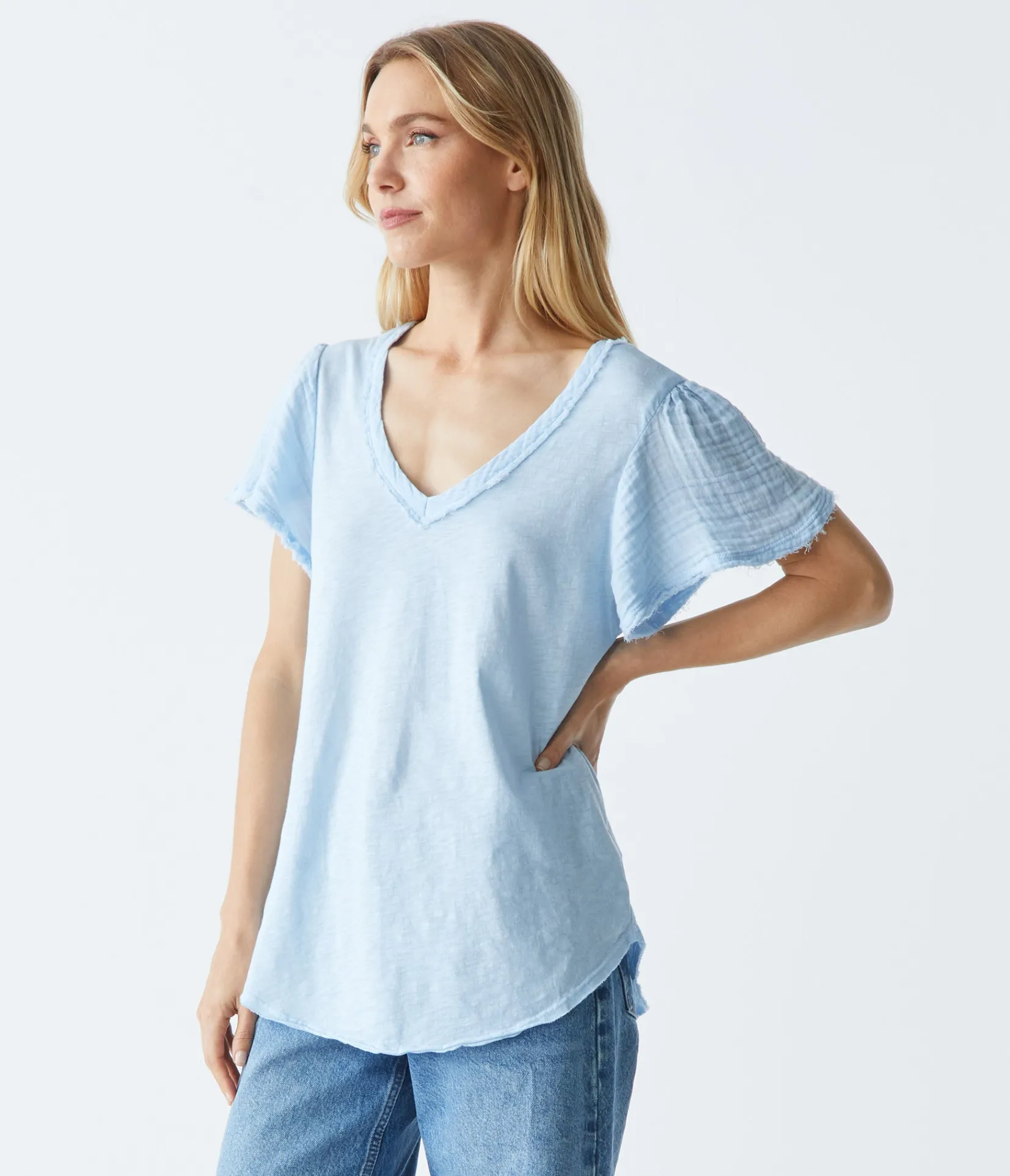 tate_mixed_fabric_tee_14.webp Michael Stars Tate Mixed Fabric Tee- T-Shirts | Supima Cotton T-Shirts