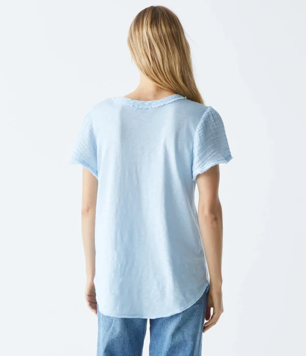 Michael Stars Tate Mixed Fabric Tee- T-Shirts | Supima Cotton T-Shirts