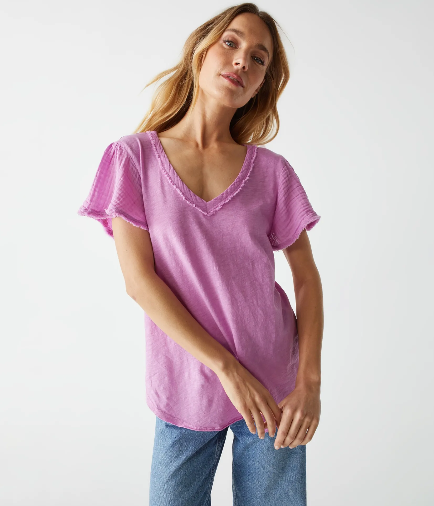 tate_mixed_fabric_tee_16.webp Michael Stars Tate Mixed Fabric Tee- T-Shirts | Supima Cotton T-Shirts