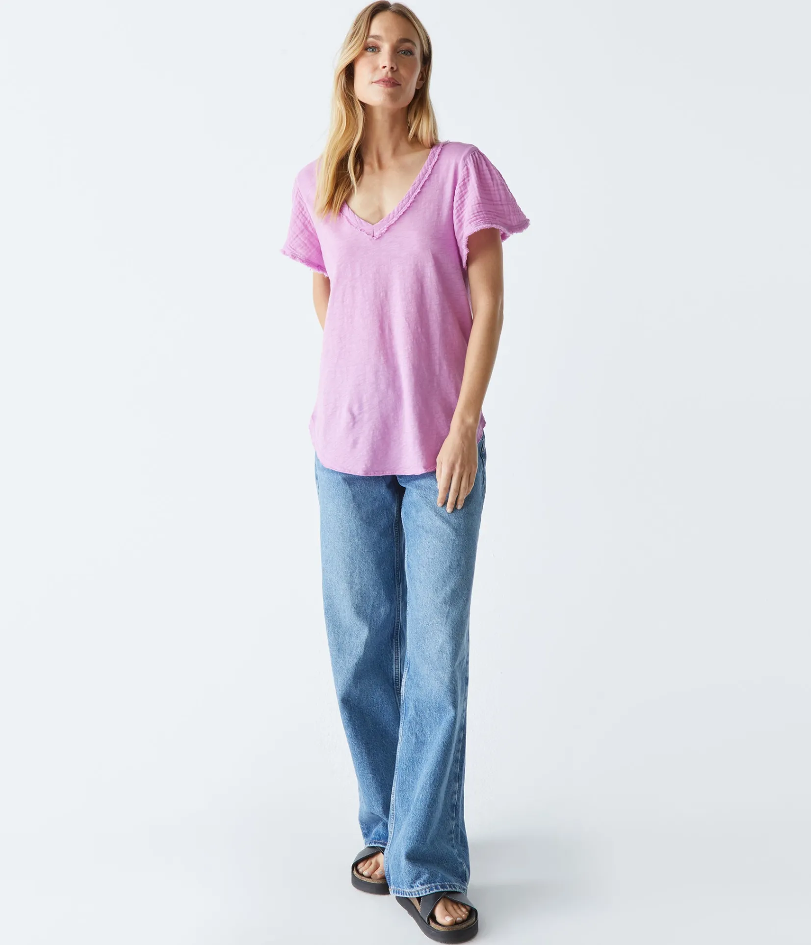 tate_mixed_fabric_tee_17.webp Michael Stars Tate Mixed Fabric Tee- T-Shirts | Supima Cotton T-Shirts