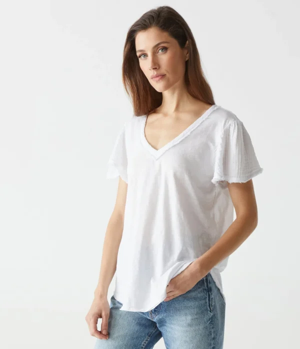 Michael Stars Tate Mixed Fabric Tee- T-Shirts | Supima Cotton T-Shirts