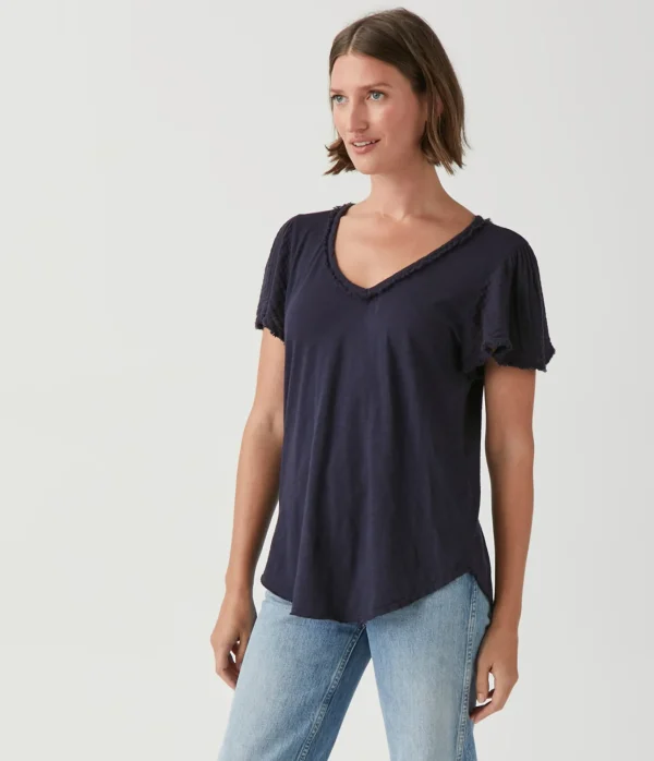 Michael Stars Tate Mixed Fabric Tee- T-Shirts | Supima Cotton T-Shirts