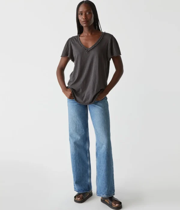 Michael Stars Tate Mixed Fabric Tee- T-Shirts | Supima Cotton T-Shirts