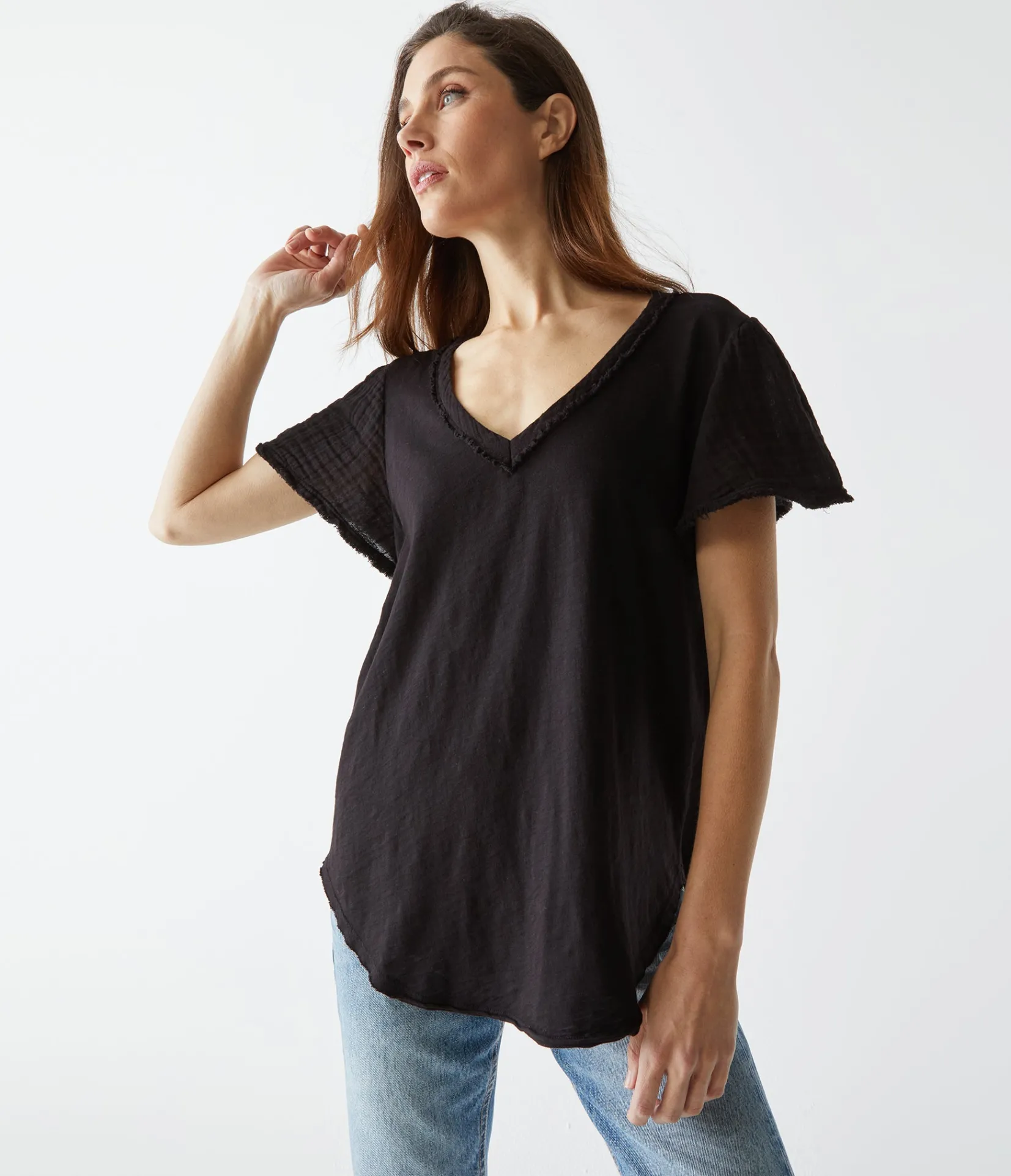 tate_mixed_fabric_tee_4.webp Michael Stars Tate Mixed Fabric Tee- T-Shirts | Supima Cotton T-Shirts