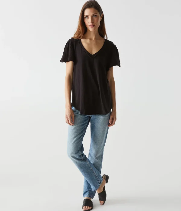 Michael Stars Tate Mixed Fabric Tee- T-Shirts | Supima Cotton T-Shirts