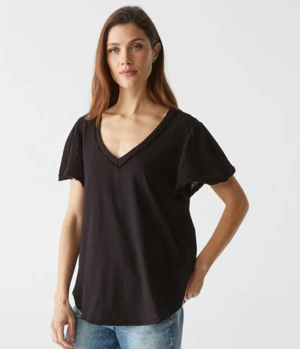 Michael Stars Tate Mixed Fabric Tee- T-Shirts | Supima Cotton T-Shirts