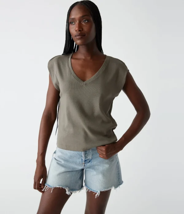 Michael Stars Tati Power Shoulder Top- T-Shirts | Ultra Rib T-Shirts