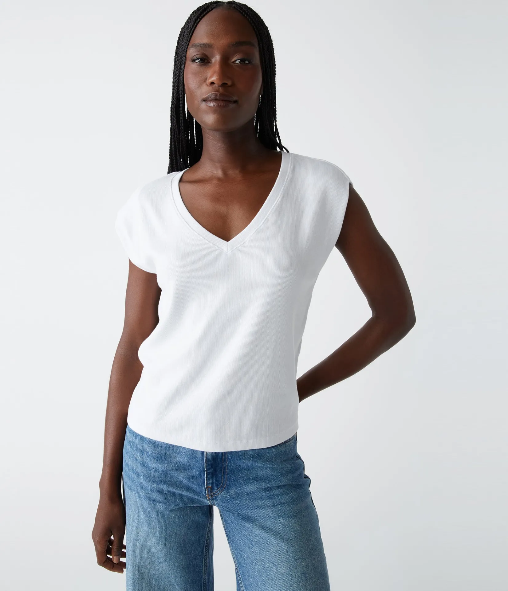 tati_power_shoulder_top_12.webp Michael Stars Tati Power Shoulder Top- T-Shirts | Ultra Rib T-Shirts