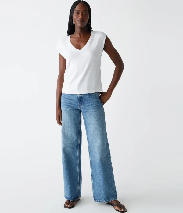 Michael Stars Tati Power Shoulder Top- T-Shirts | Ultra Rib T-Shirts