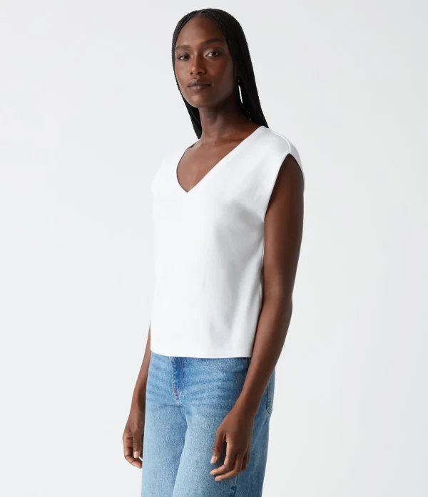 Michael Stars Tati Power Shoulder Top- T-Shirts | Ultra Rib T-Shirts