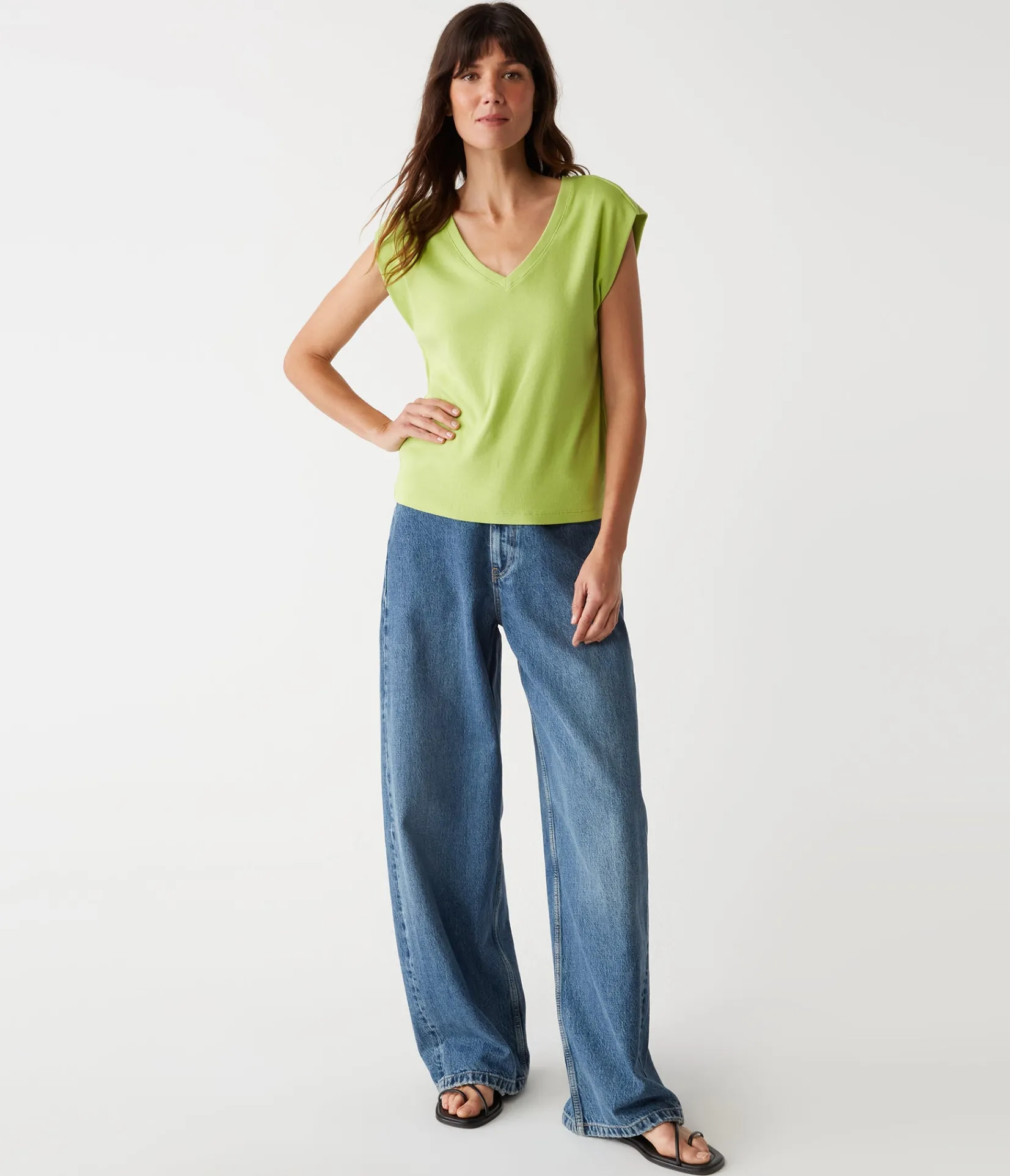 tati_power_shoulder_top_17.webp Michael Stars Tati Power Shoulder Top- T-Shirts | Ultra Rib T-Shirts