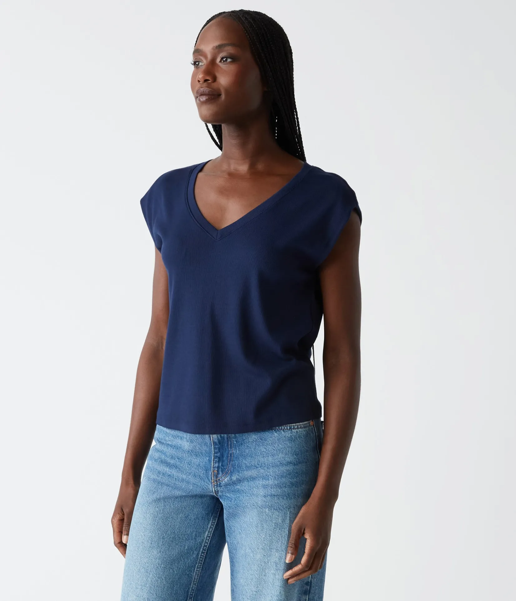 tati_power_shoulder_top_22.webp Michael Stars Tati Power Shoulder Top- T-Shirts | Ultra Rib T-Shirts