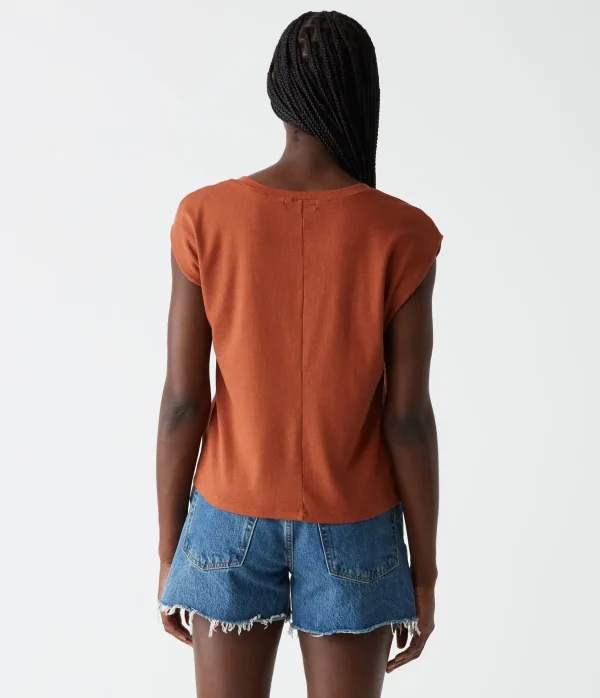Michael Stars Tati Power Shoulder Top- T-Shirts | Ultra Rib T-Shirts