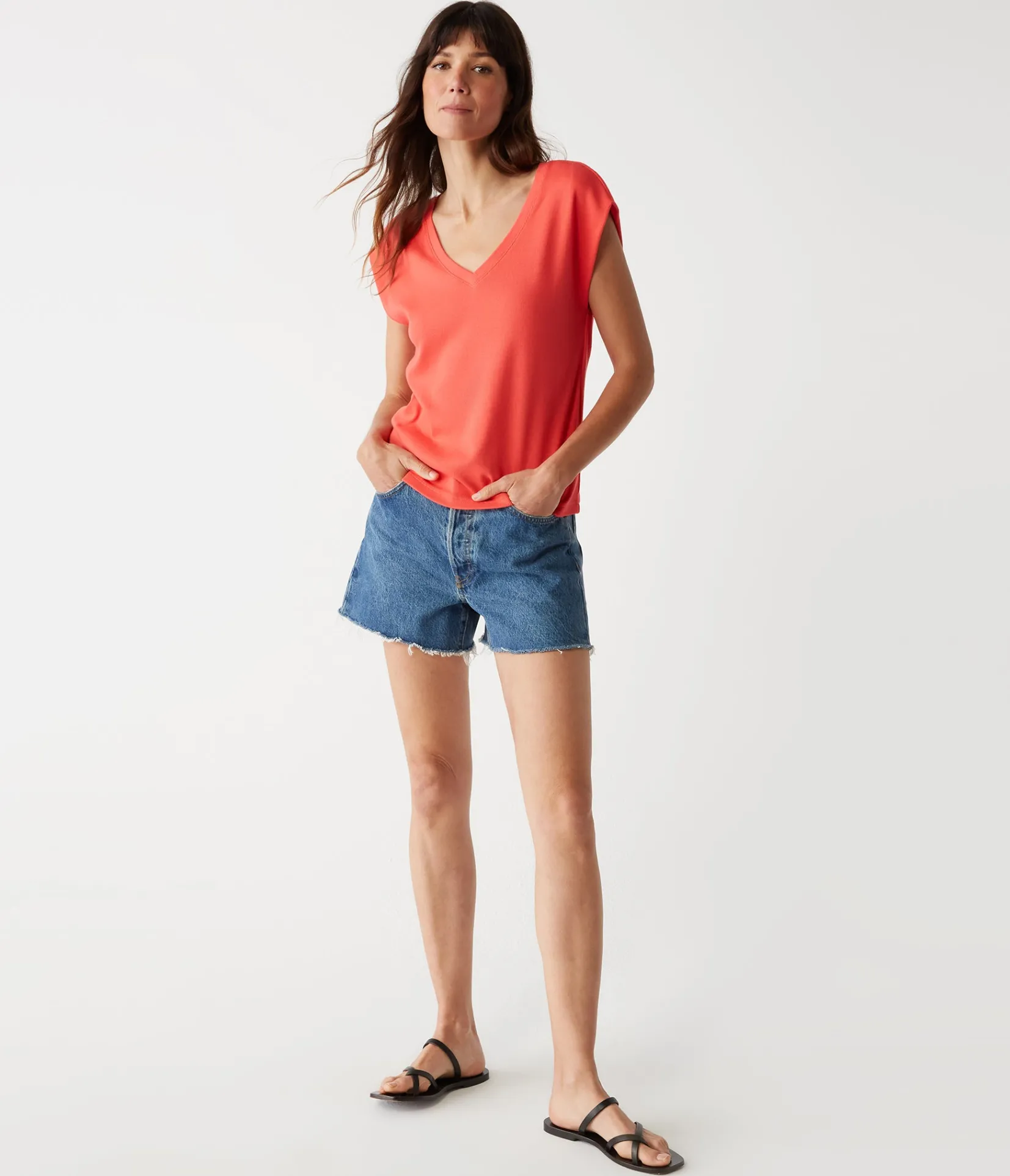 tati_power_shoulder_top_29.webp Michael Stars Tati Power Shoulder Top- T-Shirts | Ultra Rib T-Shirts