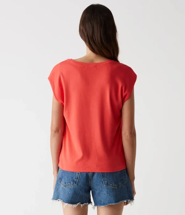 Michael Stars Tati Power Shoulder Top- T-Shirts | Ultra Rib T-Shirts
