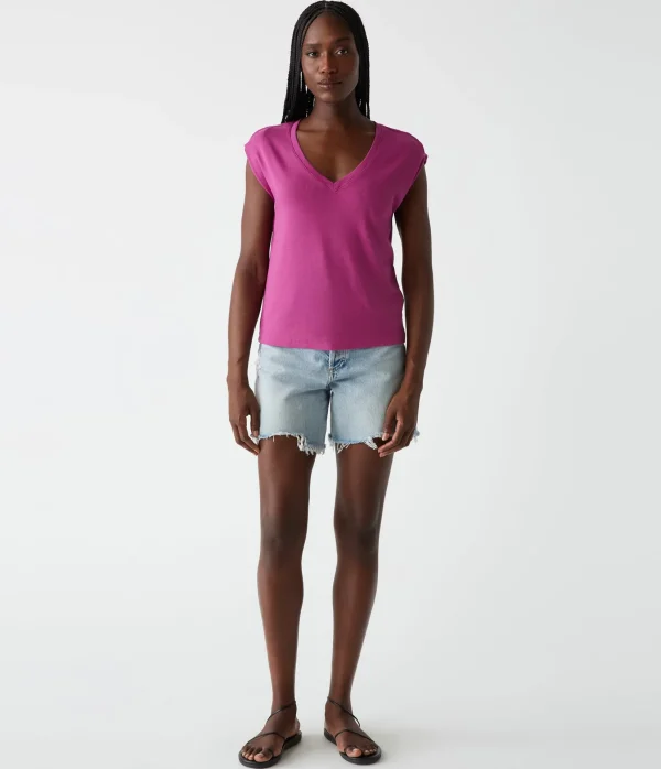 Michael Stars Tati Power Shoulder Top- T-Shirts | Ultra Rib T-Shirts