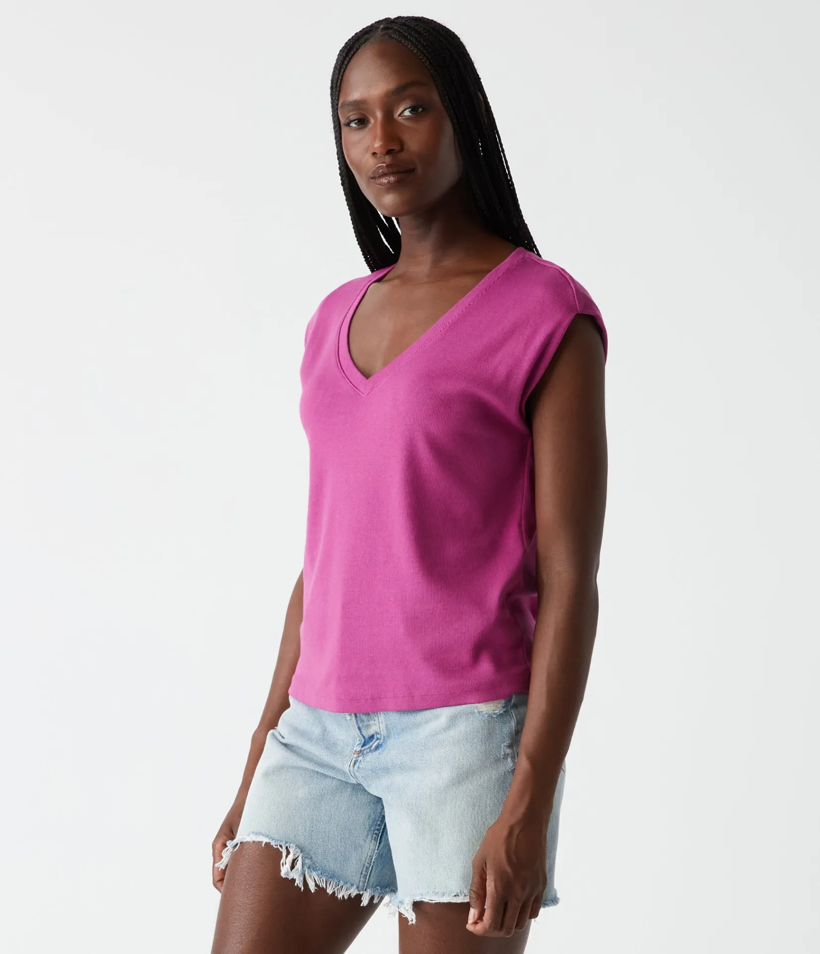 tati_power_shoulder_top_34.webp Michael Stars Tati Power Shoulder Top- T-Shirts | Ultra Rib T-Shirts