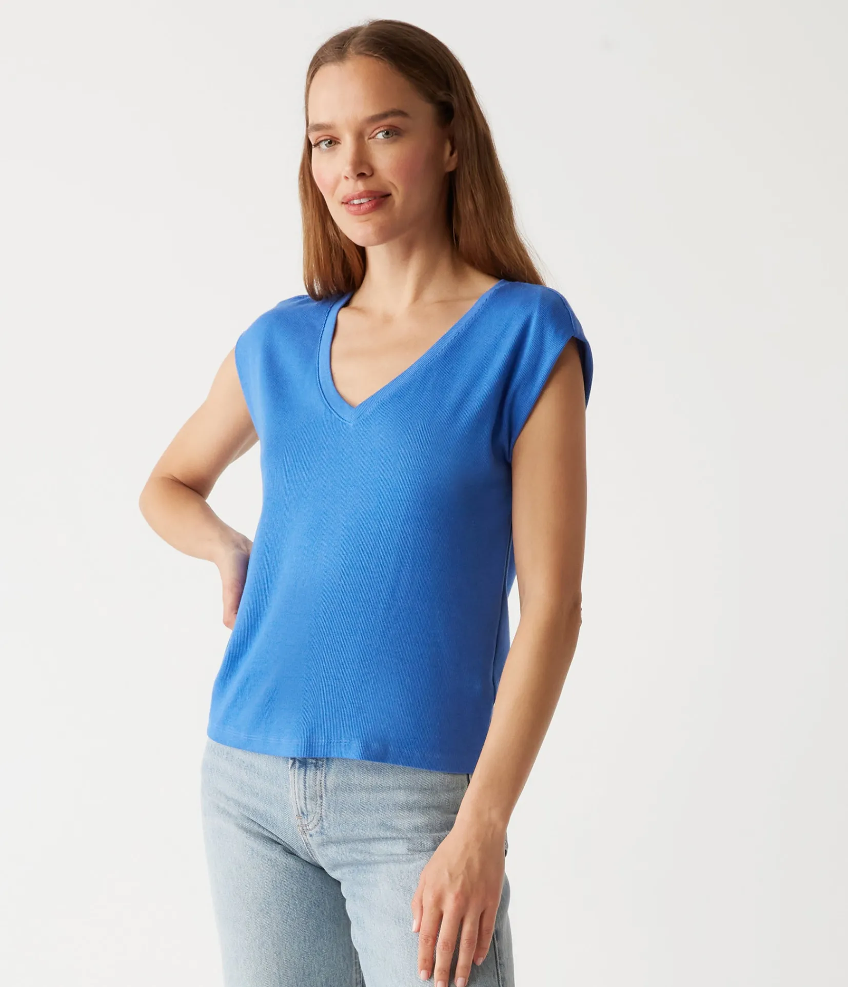 tati_power_shoulder_top_38.webp Michael Stars Tati Power Shoulder Top- T-Shirts | Ultra Rib T-Shirts