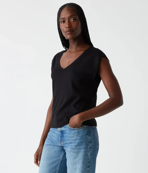 Michael Stars Tati Power Shoulder Top- T-Shirts | Ultra Rib T-Shirts