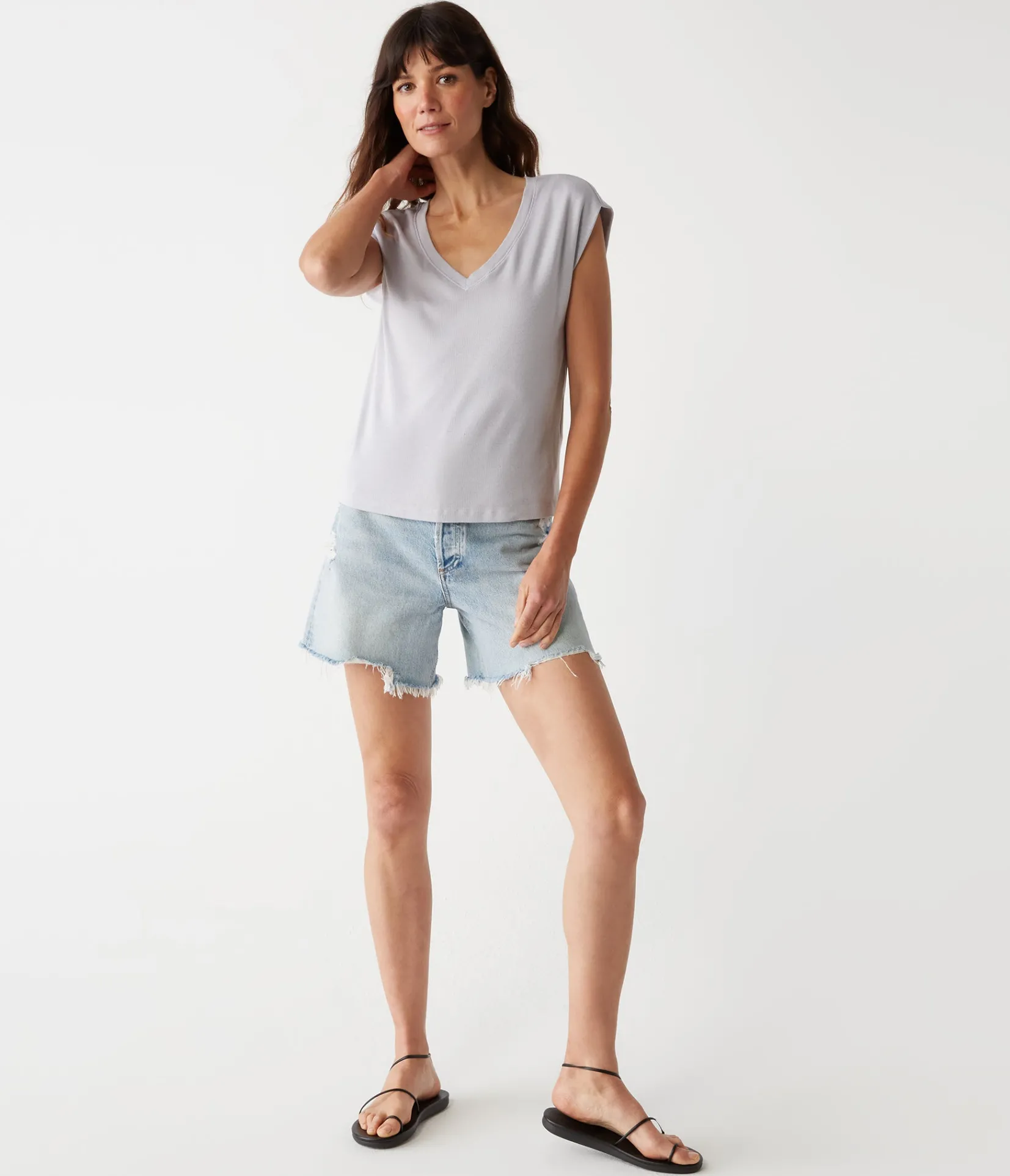 tati_power_shoulder_top_9.webp Michael Stars Tati Power Shoulder Top- T-Shirts | Ultra Rib T-Shirts
