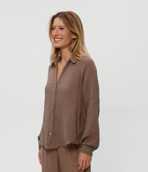 Michael Stars Toni Gauze Button Down Shirt- Tops, Blouses & Shirts