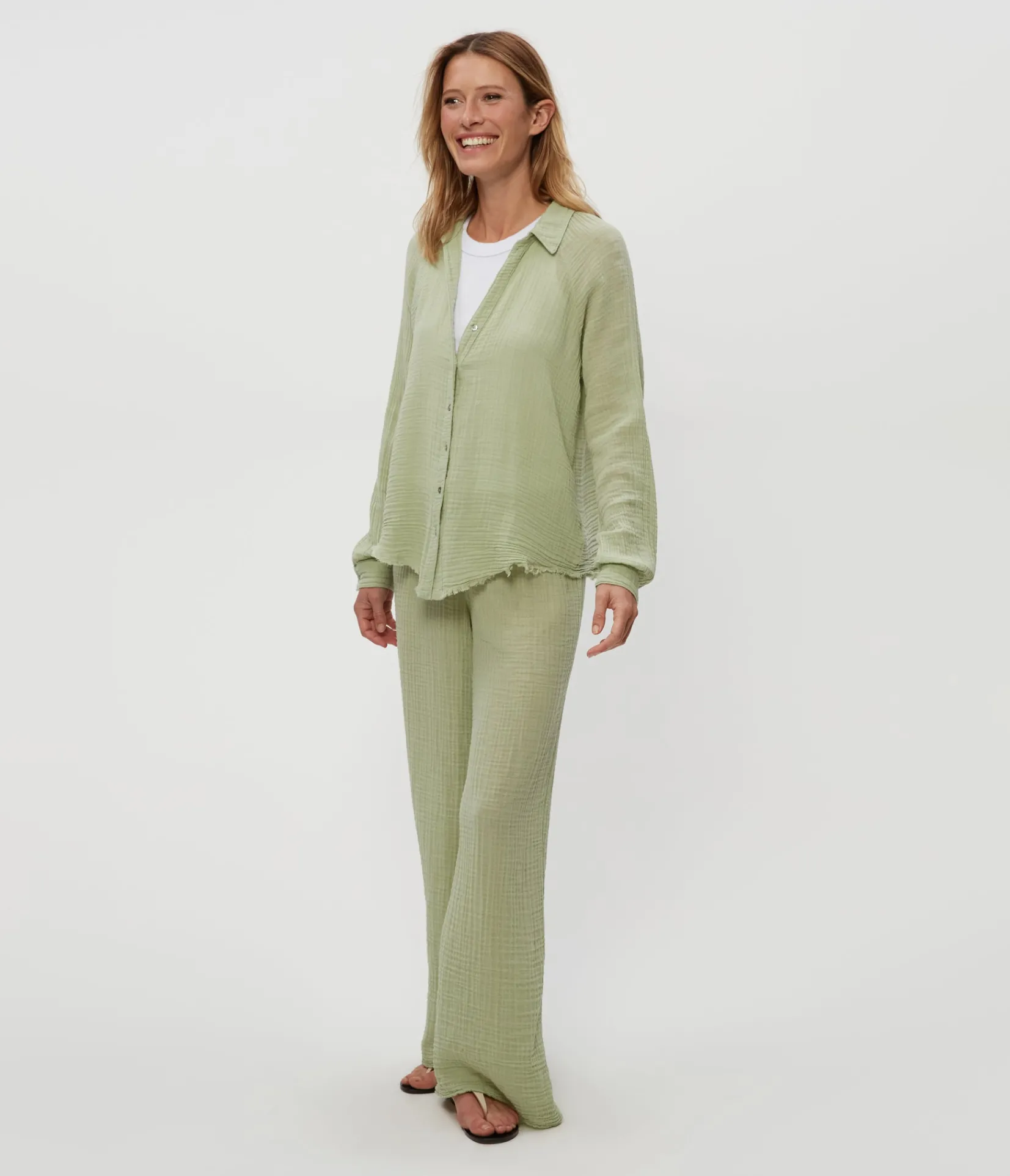 toni_gauze_button_down_shirt_2.webp Michael Stars Toni Gauze Button Down Shirt- Tops, Blouses & Shirts