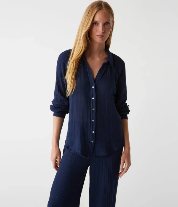 Michael Stars Toni Gauze Button Down Shirt- Tops, Blouses & Shirts