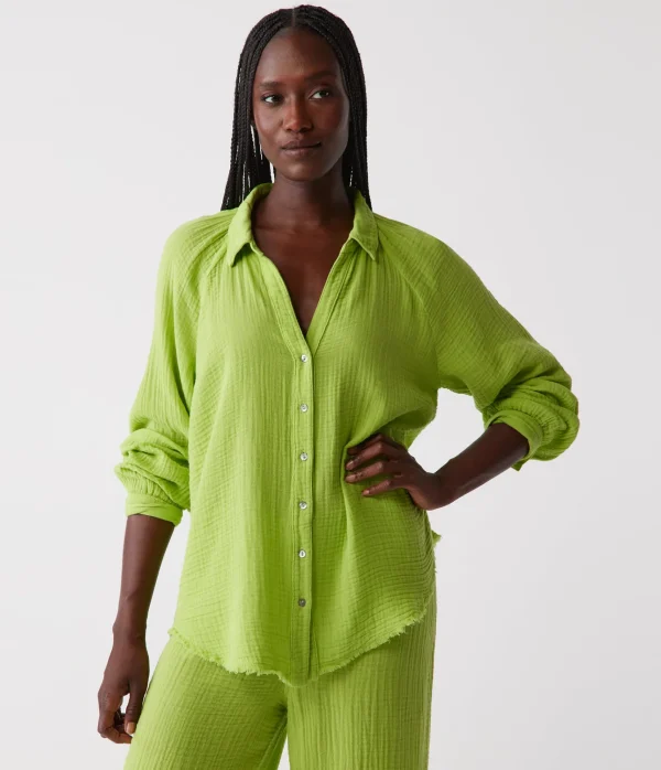 Michael Stars Toni Gauze Button Down Shirt- Tops, Blouses & Shirts