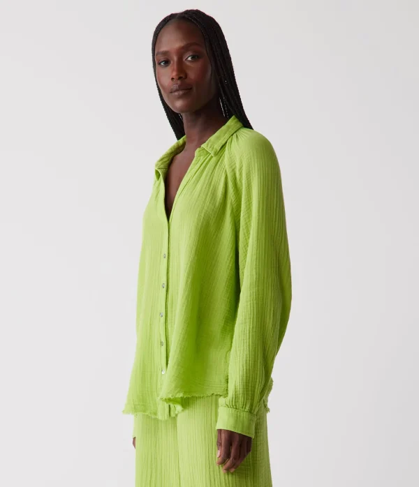 Michael Stars Toni Gauze Button Down Shirt- Tops, Blouses & Shirts