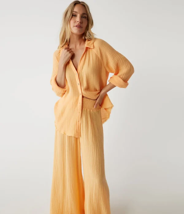 Michael Stars Toni Gauze Button Down Shirt- Tops, Blouses & Shirts