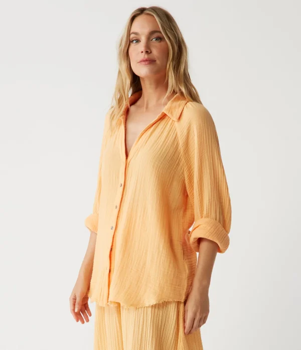 Michael Stars Toni Gauze Button Down Shirt- Tops, Blouses & Shirts