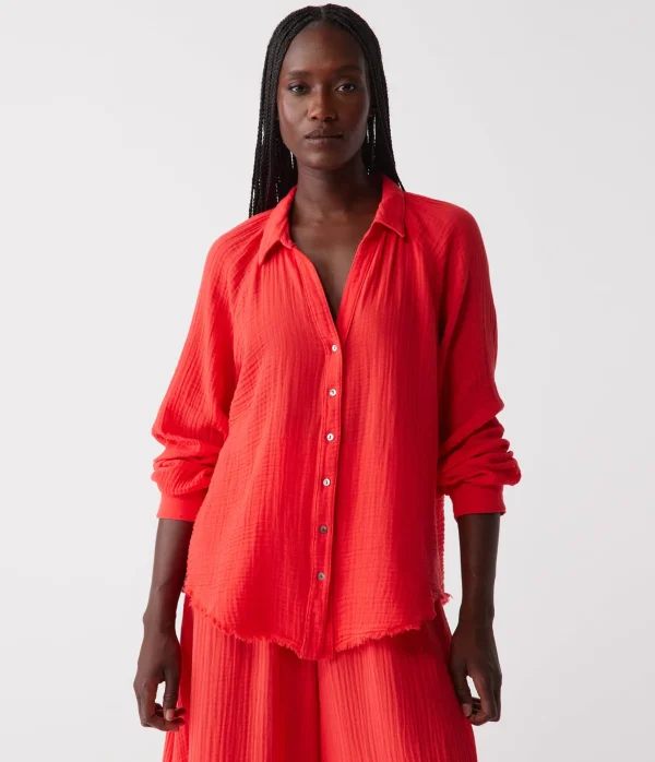 Michael Stars Toni Gauze Button Down Shirt- Tops, Blouses & Shirts