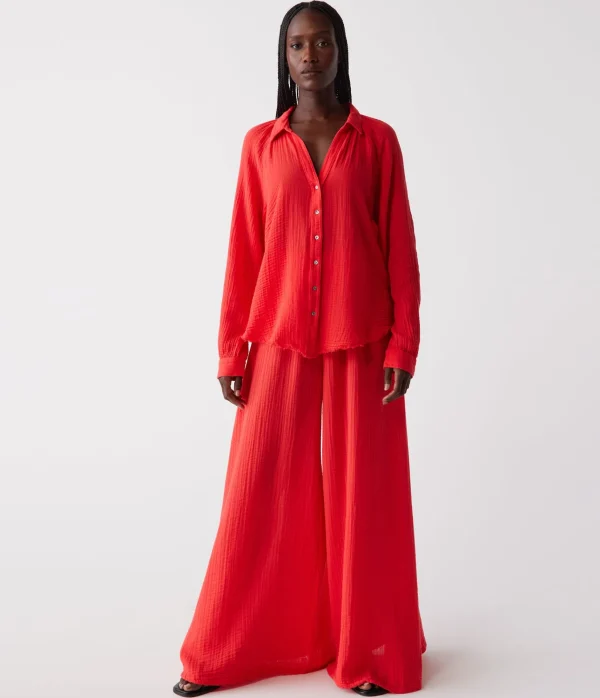 Michael Stars Toni Gauze Button Down Shirt- Tops, Blouses & Shirts