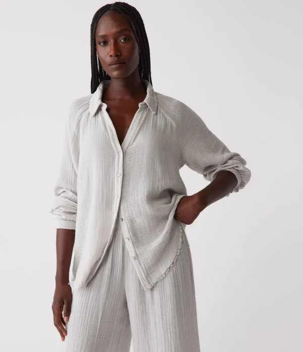 Michael Stars Toni Gauze Button Down Shirt- Tops, Blouses & Shirts