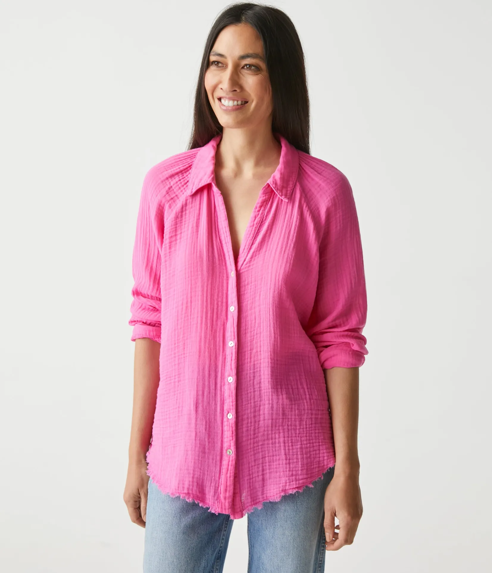 toni_gauze_button_down_shirt_41.webp Michael Stars Toni Gauze Button Down Shirt- Tops, Blouses & Shirts