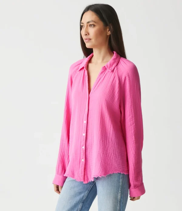 Michael Stars Toni Gauze Button Down Shirt- Tops, Blouses & Shirts
